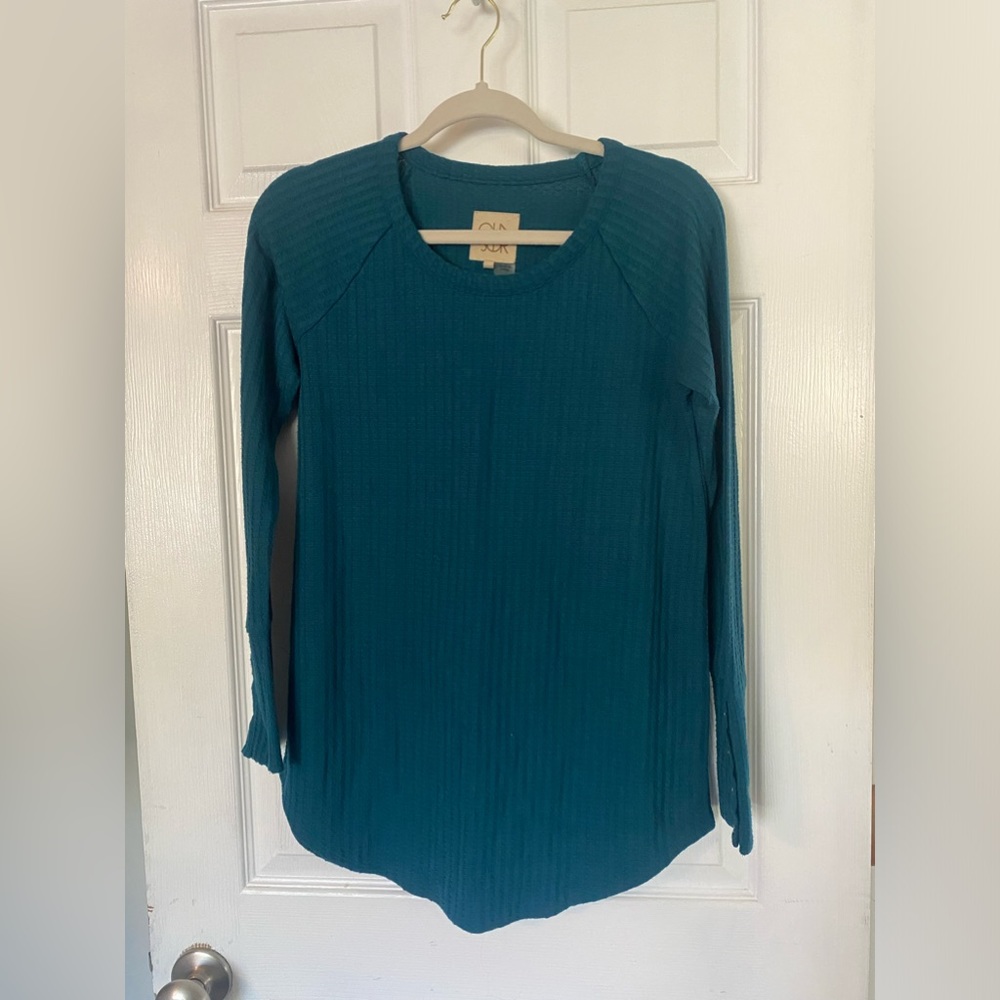 Small blue waffle knit shirt